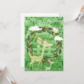 Gepersonaliseerde Merry Christmas Deer Kaart (Voorkant / Achterkant in situ)