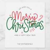 Gepersonaliseerde Merry Christmas Gift Wijnlabel Wijn Etiket (Enkel label)