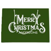 Gepersonaliseerde Merry Christmas Green Groot Cadeauzakje (Voorkant)