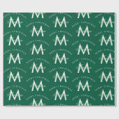 Gepersonaliseerde Merry Christmas Green Monogram Cadeaupapier (Vlak)