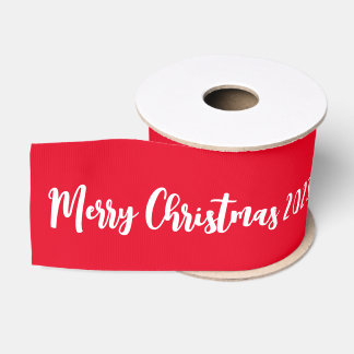 Gepersonaliseerde Merry Christmas Red cadeauverpak Grosgrain Lint