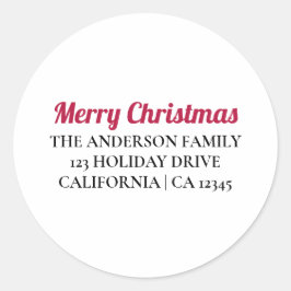 Gepersonaliseerde Merry Christmas Retour Adres Sti Ronde Sticker