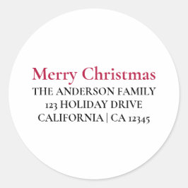 Gepersonaliseerde Merry Christmas Retour Adres Sti Ronde Sticker