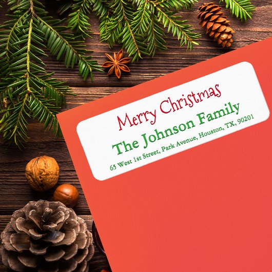 Gepersonaliseerde Merry Christmas Return Address L Etiket