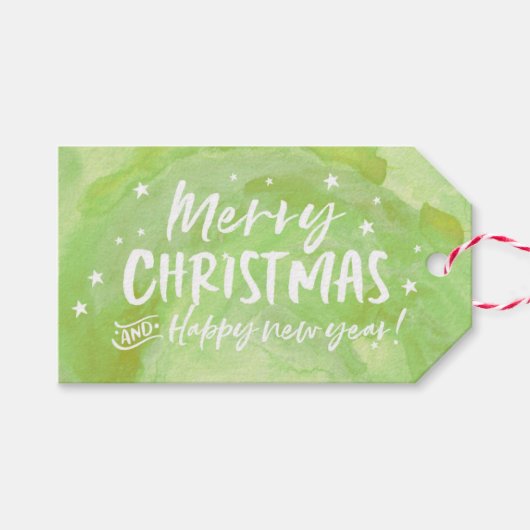 Gepersonaliseerde Merry Christmas sterrengift labe Cadeaulabel (Voorkant (Horizontaal))