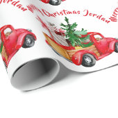Gepersonaliseerde Merry Christmas Tree Boerderij T Cadeaupapier (Rol Hoek)