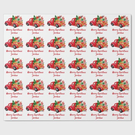 Gepersonaliseerde Merry Christmas Tree Boerderij T Cadeaupapier (Vlak)