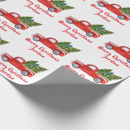 Gepersonaliseerde Merry Christmas Tree Boerderij T Cadeaupapier (Hoek)