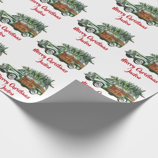 Gepersonaliseerde Merry Christmas Tree Boerderij T Cadeaupapier (Hoek)