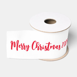 Gepersonaliseerde Merry Christmas White cadeauverp Grosgrain Lint