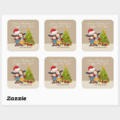 Gepersonaliseerde Merry Family Kerst sticker Seal (Vel)