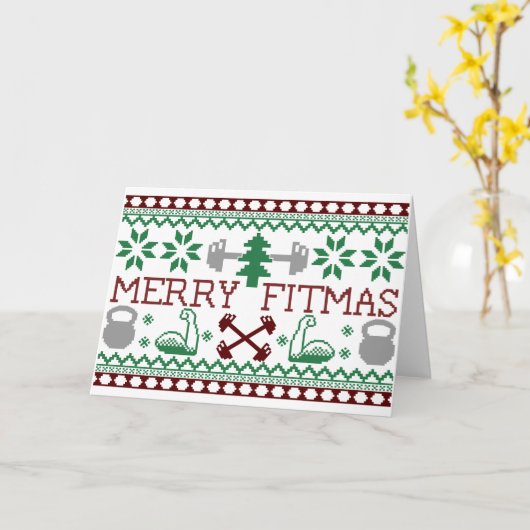 Gepersonaliseerde "Merry Fitmas" Kaart voor Gym Fa (Gele Bloem)