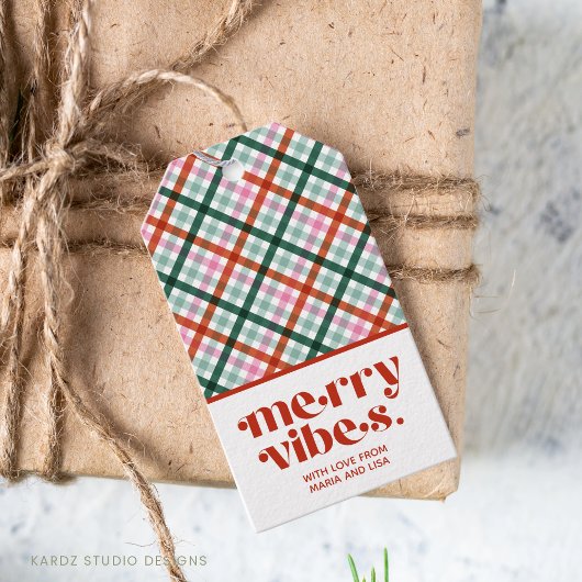 Gepersonaliseerde Merry Vibes Christmas Gift Label Cadeaulabel