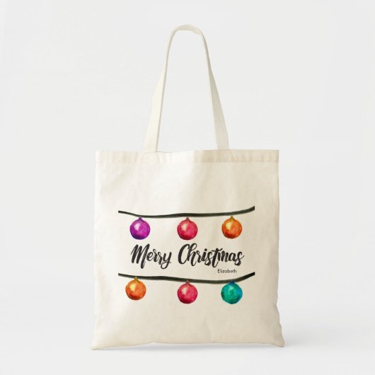 Gepersonaliseerde, Merry Waterverf van het Kerstma Tote Bag (Voorkant)