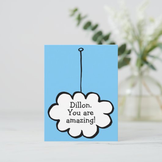 Gepersonaliseerde Message Cloud op een String Briefkaart (Staand voorkant)