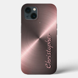 Gepersonaliseerde metalen titanium brons radiale t iPhone 13 hoesje