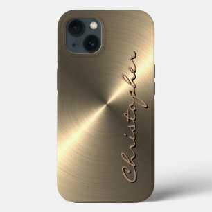 Gepersonaliseerde metalen titanium gouden radiale  iPhone 13 hoesje