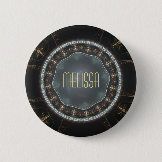 Gepersonaliseerde Metallic Steampunk Fractal Ronde Button 5,7 Cm (Voorkant)