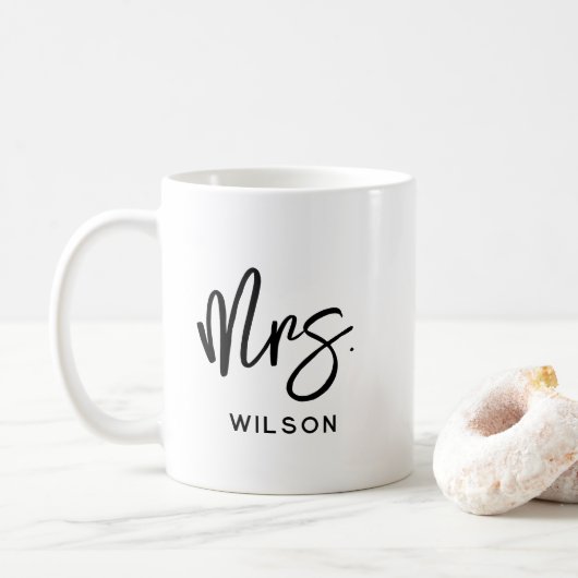 Gepersonaliseerde mevrouw Achternaam Modern Koffiemok (Met donut)