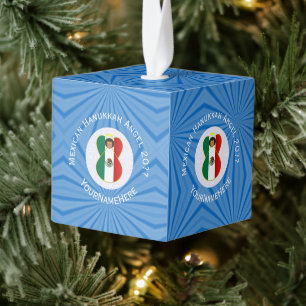Gepersonaliseerde Mexicaanse Engel Hanukkah Vlag  Kubus Ornament