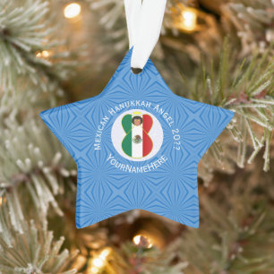 Gepersonaliseerde Mexicaanse engel Hanukkah-vlag  Ornament