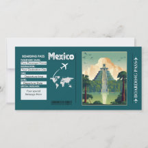 Gepersonaliseerde Mexico Travel Boarding Pass Kaar