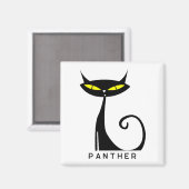 Gepersonaliseerde Mid Century Modern Atomic Black  Magneet (Voorkant / Achterkant)