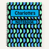 Gepersonaliseerde Mid Modern blauw groen Notitieboek (Voorkant)