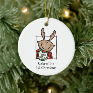 Gepersonaliseerde middelgrote Baby met middelhoge Keramisch Ornament