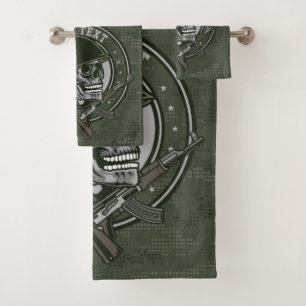 Gepersonaliseerde militaire Camo Soldaat Skull en Bad Handdoek
