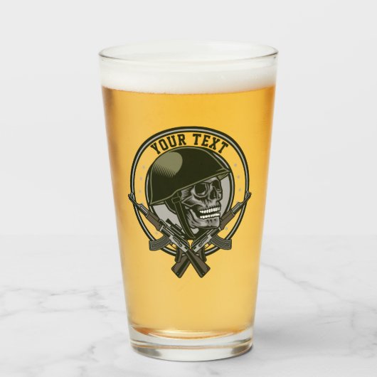 Gepersonaliseerde militaire Camo Soldaat Skull en  Glas (Voorkant gevuld)