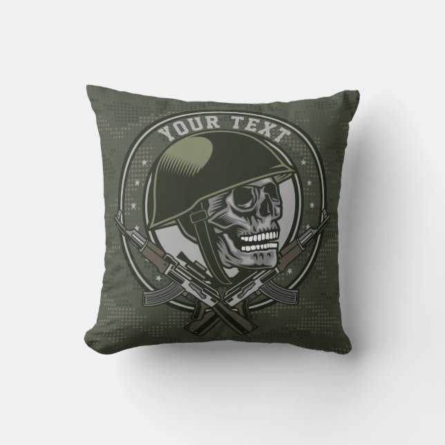 Gepersonaliseerde militaire Camo Soldaat Skull en  Kussen (Voorkant)
