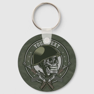 Gepersonaliseerde militaire Camo Soldaat Skull en  Sleutelhanger