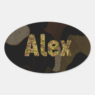 Gepersonaliseerde militaire camouflage lettertype  ovale sticker