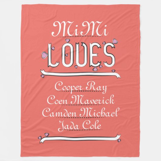 Gepersonaliseerde Mimi houdt van haar vier rangen Fleece Deken (Voorkant)