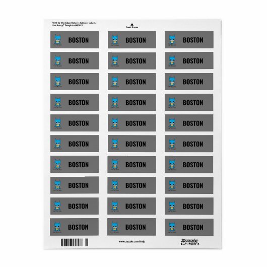 Gepersonaliseerde Mini Batman Kinderen labels (Full Sheet)