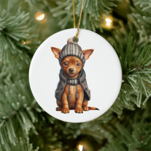 Gepersonaliseerde miniatuur Pinscher Hond Keramisch Ornament