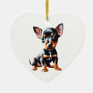Gepersonaliseerde miniatuur Pinscher Puppy Keramisch Ornament