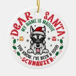 Gepersonaliseerde miniatuur Schnauzer Hond Kerstmi Keramisch Ornament