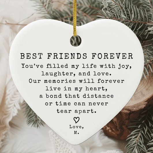 Gepersonaliseerde Minimal Beste Vriend Kerst Keramisch Ornament