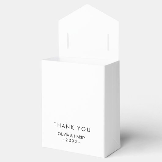Gepersonaliseerde minimale witte bruiloft gunstbox bedankdoosjes (Geopend)