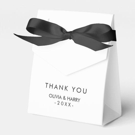 Gepersonaliseerde minimale witte bruiloft gunstbox bedankdoosjes (Voorkant Zijde)