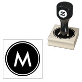 Gepersonaliseerde minimale witte monogram zwarte c 	rubberstempel (Gestempeld)