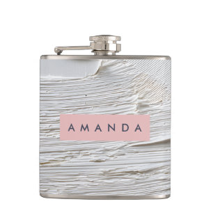 Gepersonaliseerde minimale witte textuur Abstract Heupfles