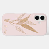 Gepersonaliseerde  minimalistische botanische roze Case-Mate iPhone case (Achterkant (horizontaal))