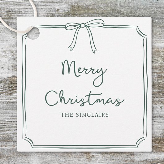 Gepersonaliseerde Minimalistische Bow Design Kerst Bedankjes Labels