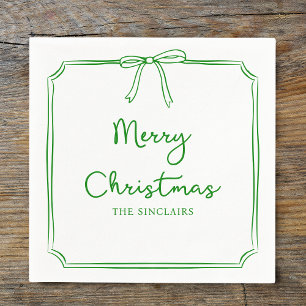 Gepersonaliseerde Minimalistische Bow Design Kerst Servet