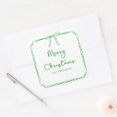 Gepersonaliseerde Minimalistische Bow Design Kerst Vierkante Sticker (Envelop)