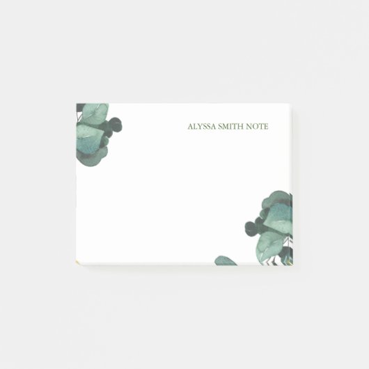 Gepersonaliseerde minimalistische groene Waterverf Post-it® Notes (Voorkant)