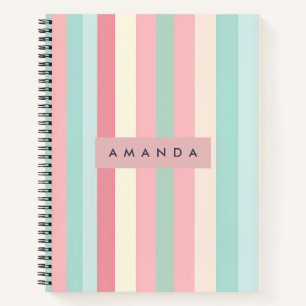 Gepersonaliseerde Minimalistische Pastel Strepen Notitieboek